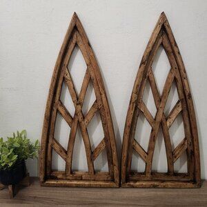 Arch Wood Frame Distress Brown Shabby Chic Perugia Set of 2, 28" H